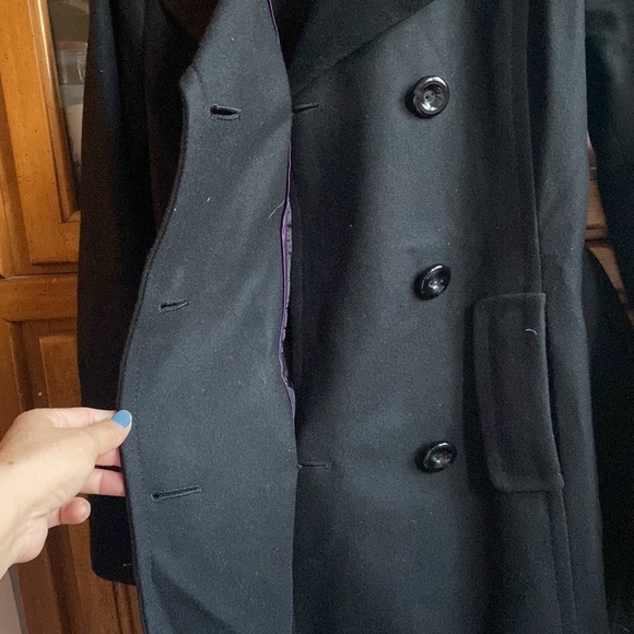 Nine West Black Double Breast belted Wool Blend Coat Size 8 - Picture 6 of 9